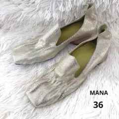 MANA マナ シャーリングパンプス ゴールド スクエアトゥ 36のサムネイル
