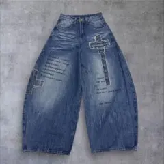 ヴィンテージ加工バギーフィットジーンズ ZARA］ヴィンテージ加工 バギーフィットジーンズ (ZARA/デニム