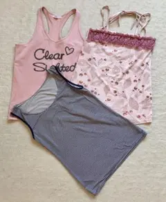 レディース　タンクトップ3点セット　ピンク2ボーダー1Mサイズ