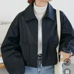 フェイクレザーショートジャケット