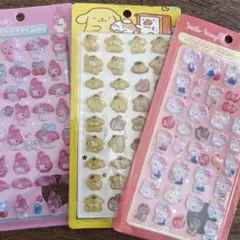 ドロップシール　3枚セット　クロミ　プリン　マイメロ