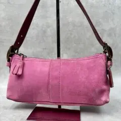 COACH コーチ ハンドバッグ ポーチ スエード ピンク 7470