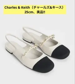 Charles&Keith、スリングバックフラット、ストラップ、美品、25cm