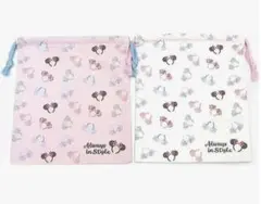 〈新品未使用〉ディズニーきんちゃく2枚 ミニー カチューシャ柄