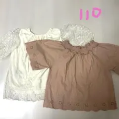 プティマイン 刺繍入りピンクフリル袖110サイズトップス他２点
