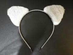 猫耳 カチューシャ グレー ファー