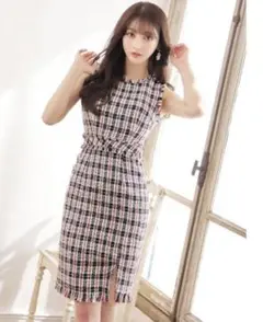 【新品、未使用】ジュエルズ　ツイード　ドレス　S