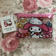 新品　サンリオ　マイメロ　ハローキティー　キティちゃん　50周年 フラットポーチ