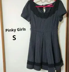 ピンキーガールズ☆半袖ワンピース☆ストラップ☆ドット☆ブラック