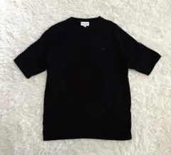 ラコステ ニットTシャツ 同色ロゴ ブラック US M 日本L相当