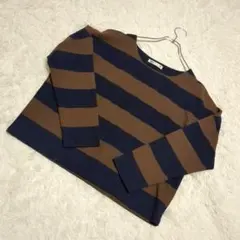 【セブンデイズサンデイ】バイカラー　ボーダー　カットソー　Tシャツ　長袖　F