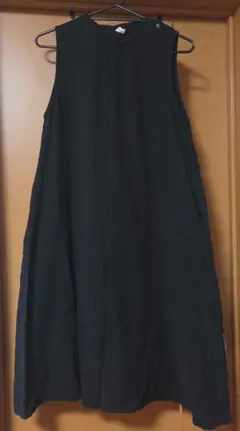 ブラック ノースリーブ チュニック M-L　☆裏地付き