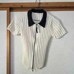 ​MOUSSY マウジー ジップアップ　リブニット　ハーフスリーブ シャツのサムネイル