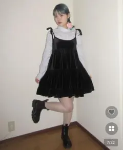 nugu haku anji ベルベットティアードキャミワンピース チャコール