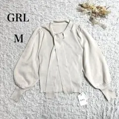グレイル ボウタイニットトップス パフスリーブ ボウタイ M a1956