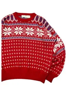 90s 総柄 バーズアイ ノルディック セーターCarsonPirieScott