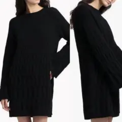 セオリー カシミヤ混　ケーブルドレス　ニットワンピース　Sサイズ　黒