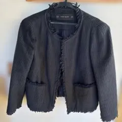 ZARA BASIC ノーカラージャケット M ダークグレー