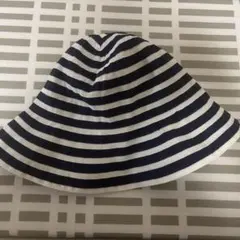 値下げpetit main プティマイン ネイビー白ボーダー 子供帽子サイズ52