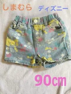 しまむら ディズニー ミッキー デニム ショートパンツ 90㎝ ベビー リトシー