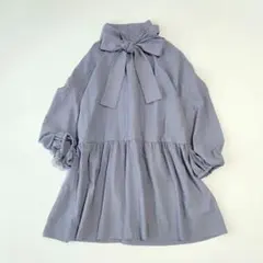 美品 エッセン ロートレアモン ネックギャザーリボンブラウス ライト