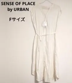 SENSE OF PLACE ノースリーブ モールストライプワンピース ホワイトのサムネイル