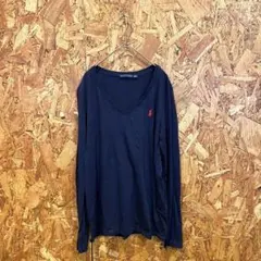 RALPH LAUREN ロンT 長袖カットソー ロゴ刺繍 ネイビー メンズ L