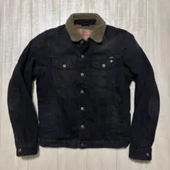 DIESEL ELSHAR コーティングデニムジャケット ブラック S DIESEL ディーゼル ブラックデニムジャケット メンズ レザー襟