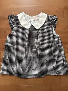 petit main ギンガムチェック 半袖ブラウス