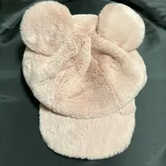 ディズニー　ミッキー耳付きピンクキャップ