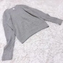 GAP ギャップ　（M） 長袖　リブ編み　セーター　グレー　シンプル