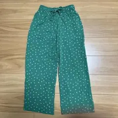 グリーン ドット柄 カジュアルパンツ