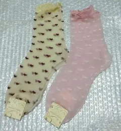 2足セット◆tutuanna シースルーソックス 透け感 春夏 ハート柄