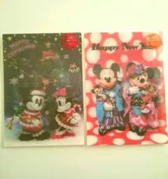 ミッキー ミニー 3D写真 ハガキ ２枚セット♪