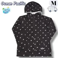 Ocean Pacific OP ラッシュガード パーカー M 黒 ヤシ柄 水着