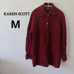 ニット 【M】 レッド カーディガン 秋 冬 お出かけ レディース