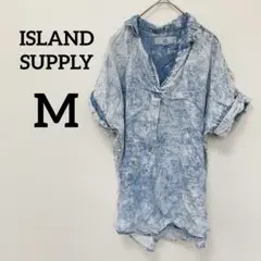 ISLAND SUPPLY 【M】半袖シャツ ライトブルー クレイジーウォッシュ