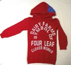 95～140センチ　女の子用　女児　パーカー　赤　長袖　秋～冬　綿100％