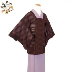 MK-1825 道行コート 夏物 紗 曲線模様 猩々茶色