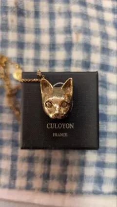 CULOYON 猫の顔 ネックレス ゴールド