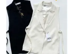 ZARA スリット入りベスト 　カーキ　S