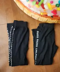 【送料込、セット売り】ロゴ入り 黒 カジュアル パンツ レギンス スパッツ