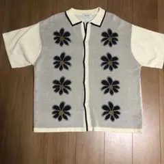 花柄半袖ニット