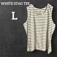 WHITE STAG TEE【L】ストライプ柄 タンクトップ カジュアル 夏