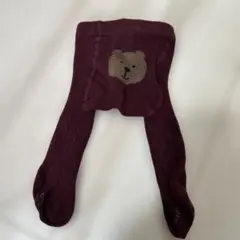 BABY GAP クマ刺繍ワインレッドベビータイツ 0-12ヶ月
