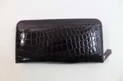 クロコダイル 財布 長財布 パープル センター取り シャイニング加工 