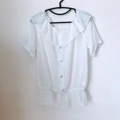 レイカズン シースルー シアー シフォン フリル オフショル ペプラム　ブラウスのサムネイル