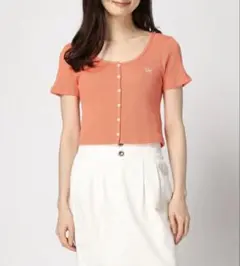 GAP オレンジ 半袖 ボタン付きトップスのサムネイル