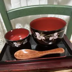 桂由美さん　あさがゆせっと。 お椀　レンゲ　セット