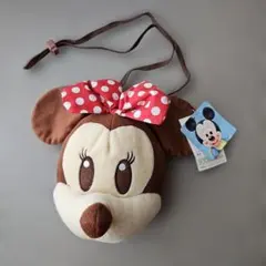 ミニーマウス顔型ポーチ（ジッパー付き）　　レトロ　disney